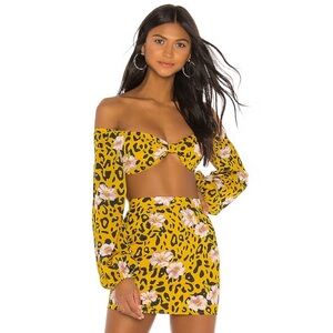 Superdown Revolve Kalani Leopard Print Two Piece Skirt Set Size Small